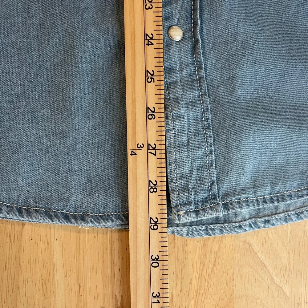 NEW True Religion Denim Long Sleeve Shirt‎ Mens L Western Chambray Pearl Snap